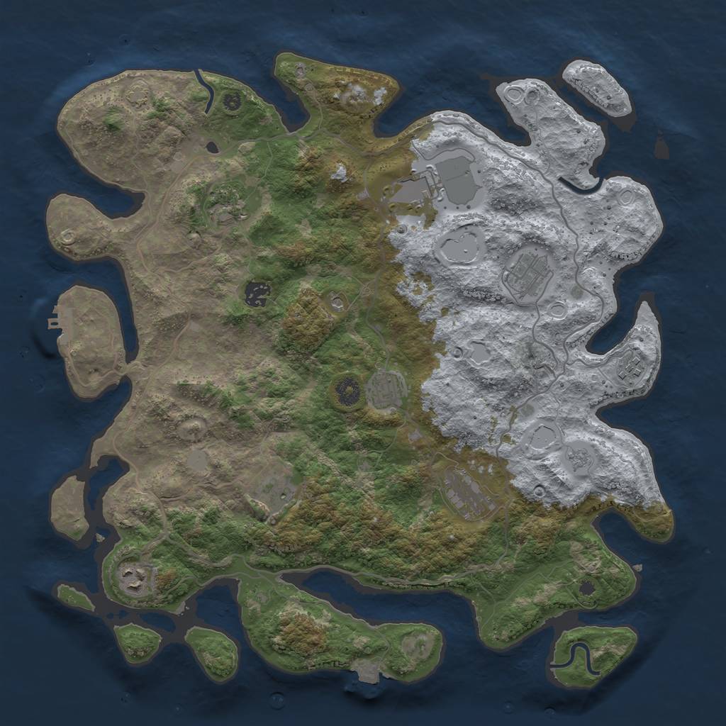Rust Map: Procedural Map, Size: 4100, Seed: 10467745, 16 Monuments
