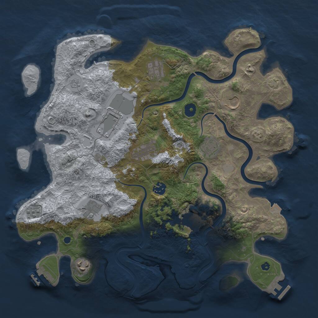Rust Map: Procedural Map, Size: 3750, Seed: 70810880, 16 Monuments