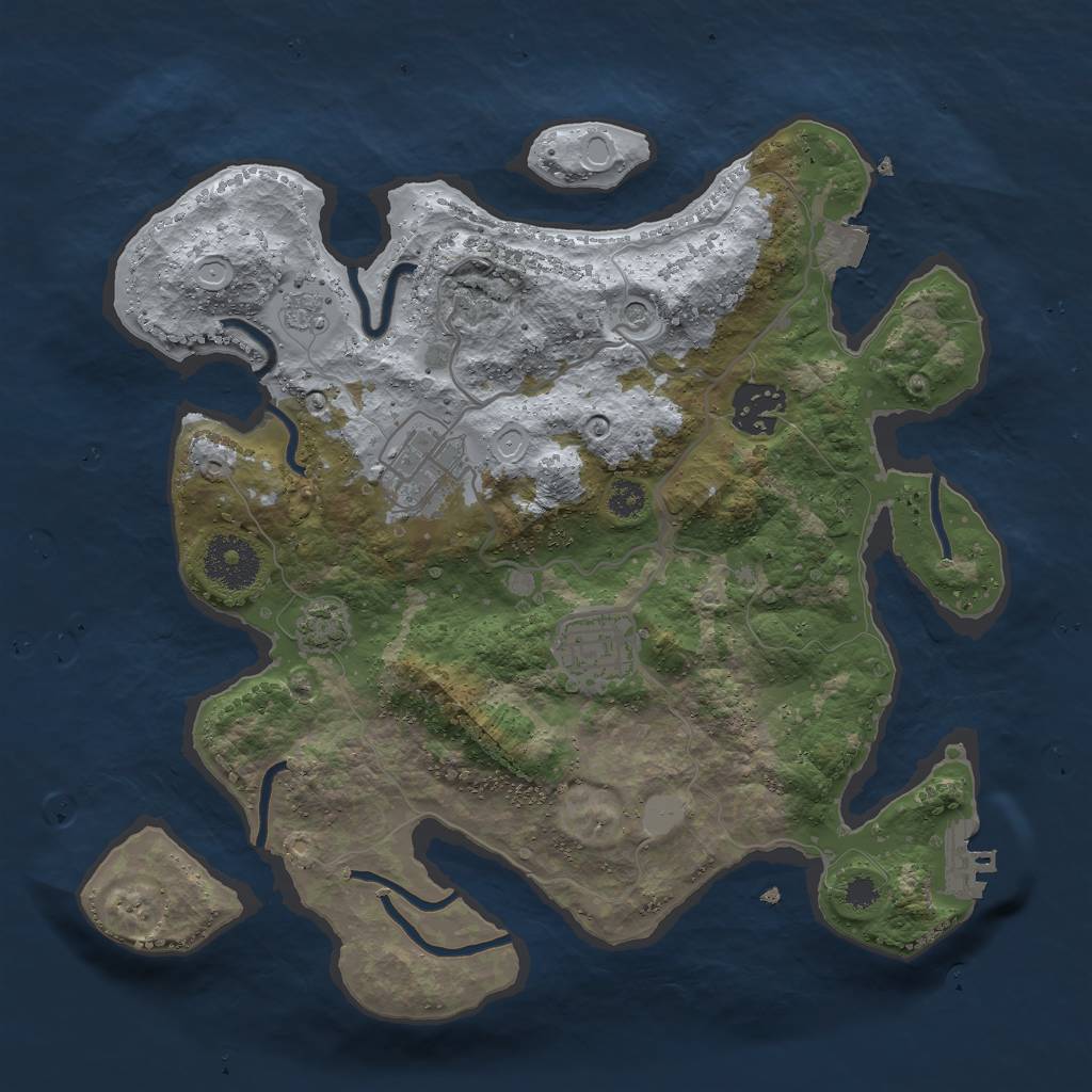 Rust Map: Procedural Map, Size: 3000, Seed: 1410673940, 10 Monuments