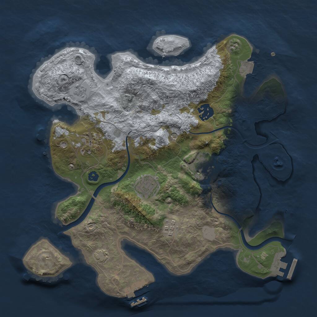 Rust Map: Procedural Map, Size: 3000, Seed: 1410673940, 11 Monuments