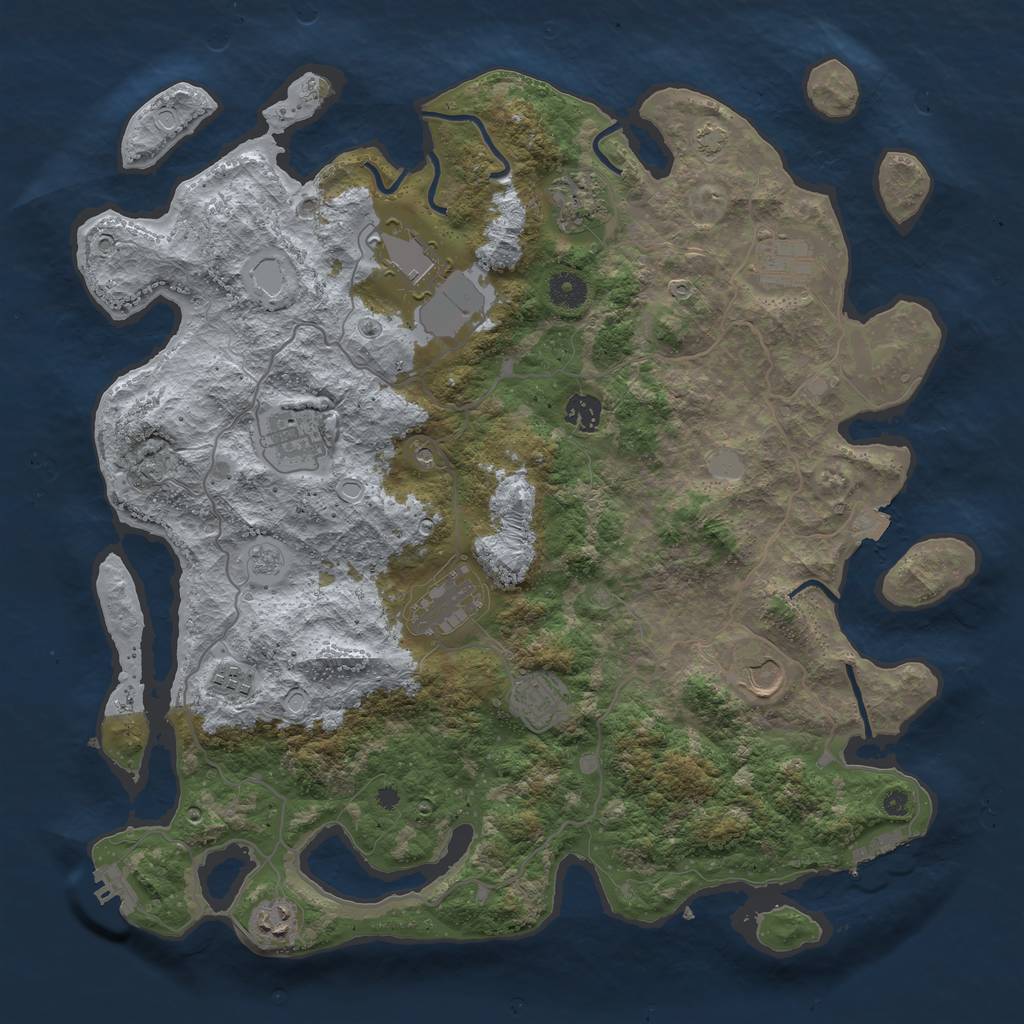 Rust Map: Procedural Map, Size: 4100, Seed: 22113254, 18 Monuments