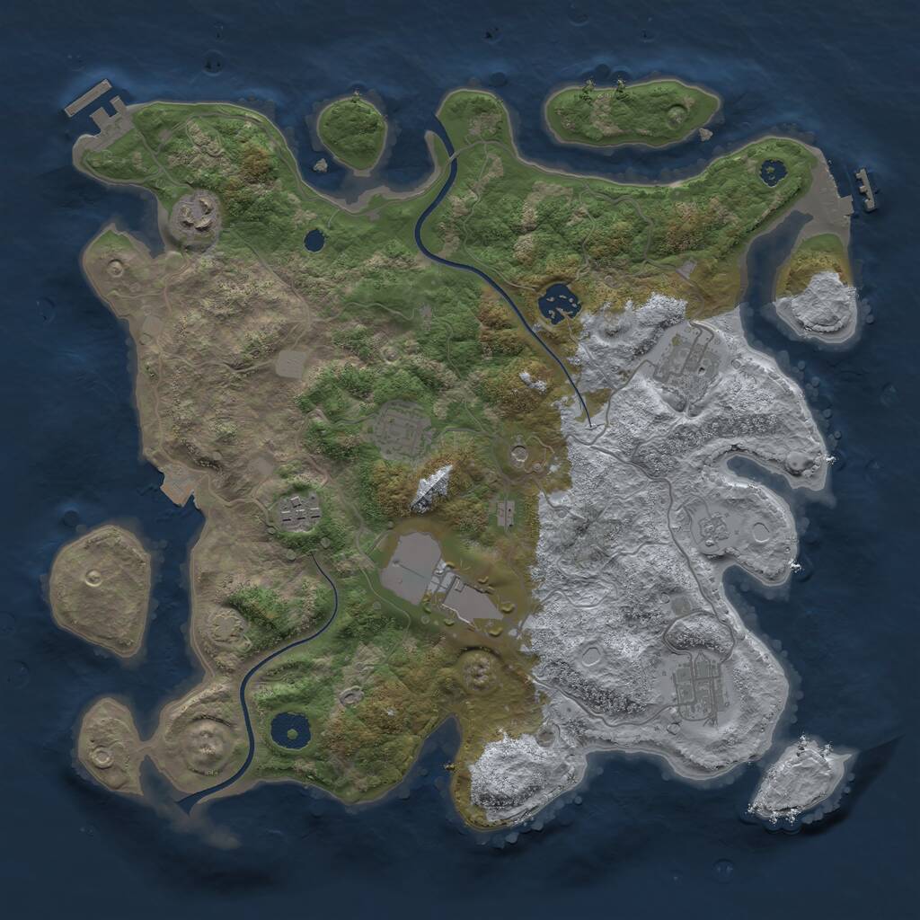 Rust Map: Procedural Map, Size: 3550, Seed: 53082813, 13 Monuments