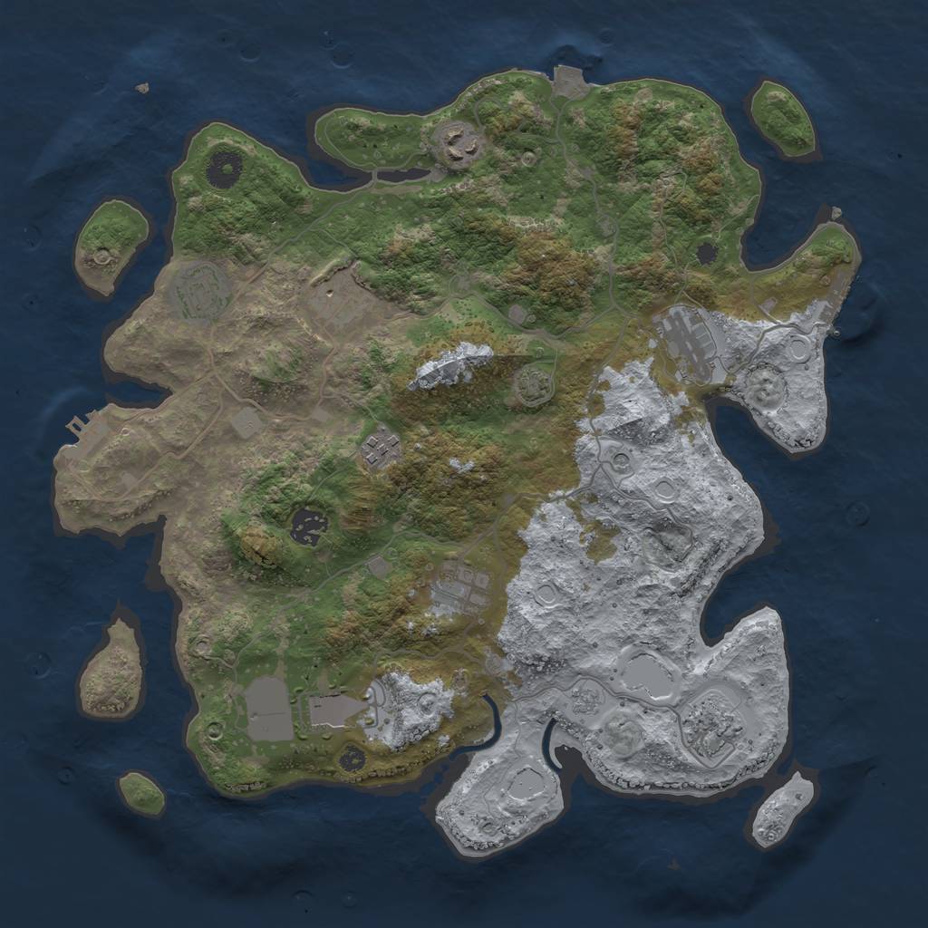 Rust Map: Procedural Map, Size: 3750, Seed: 34246742, 17 Monuments