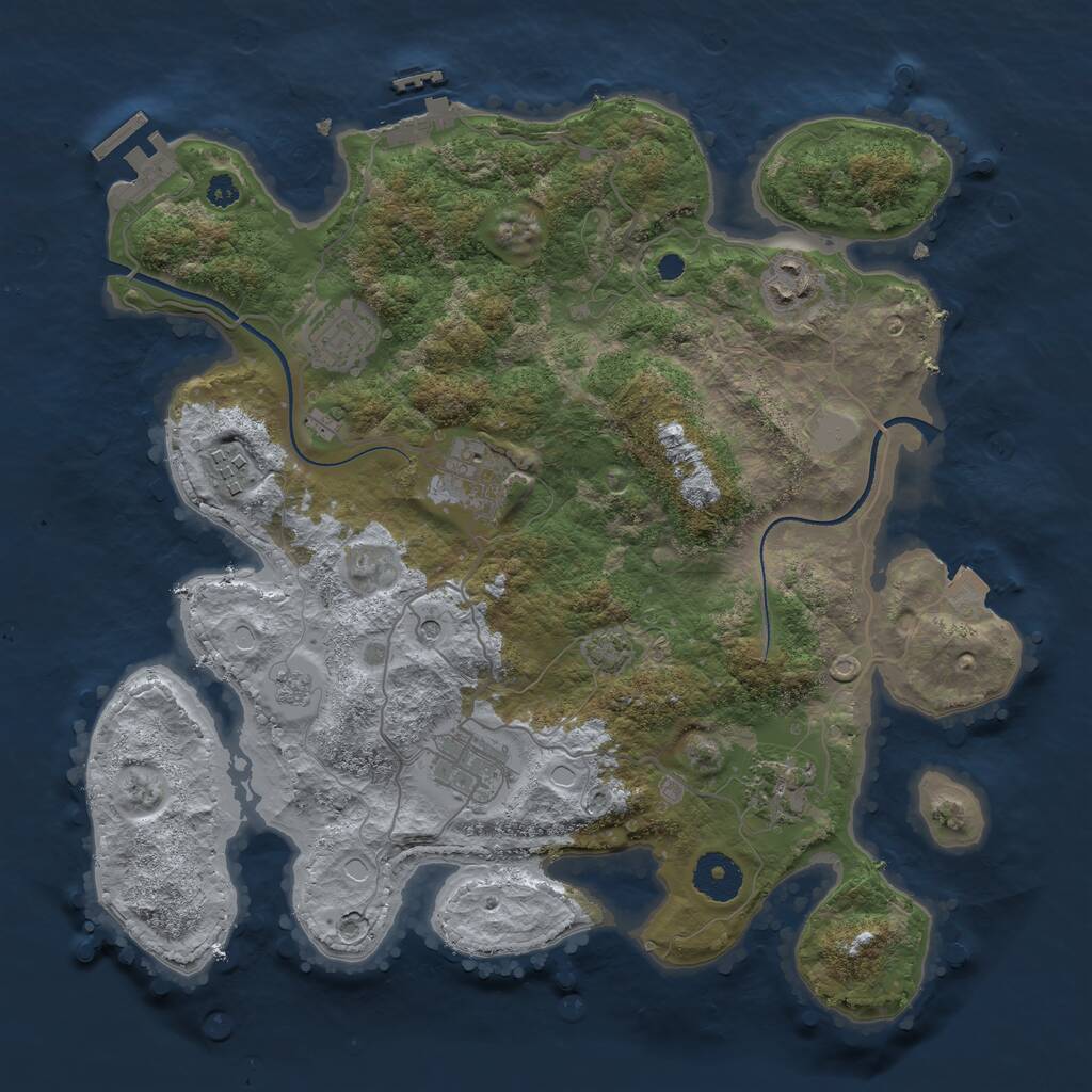 Rust Map: Procedural Map, Size: 3400, Seed: 42127107, 12 Monuments
