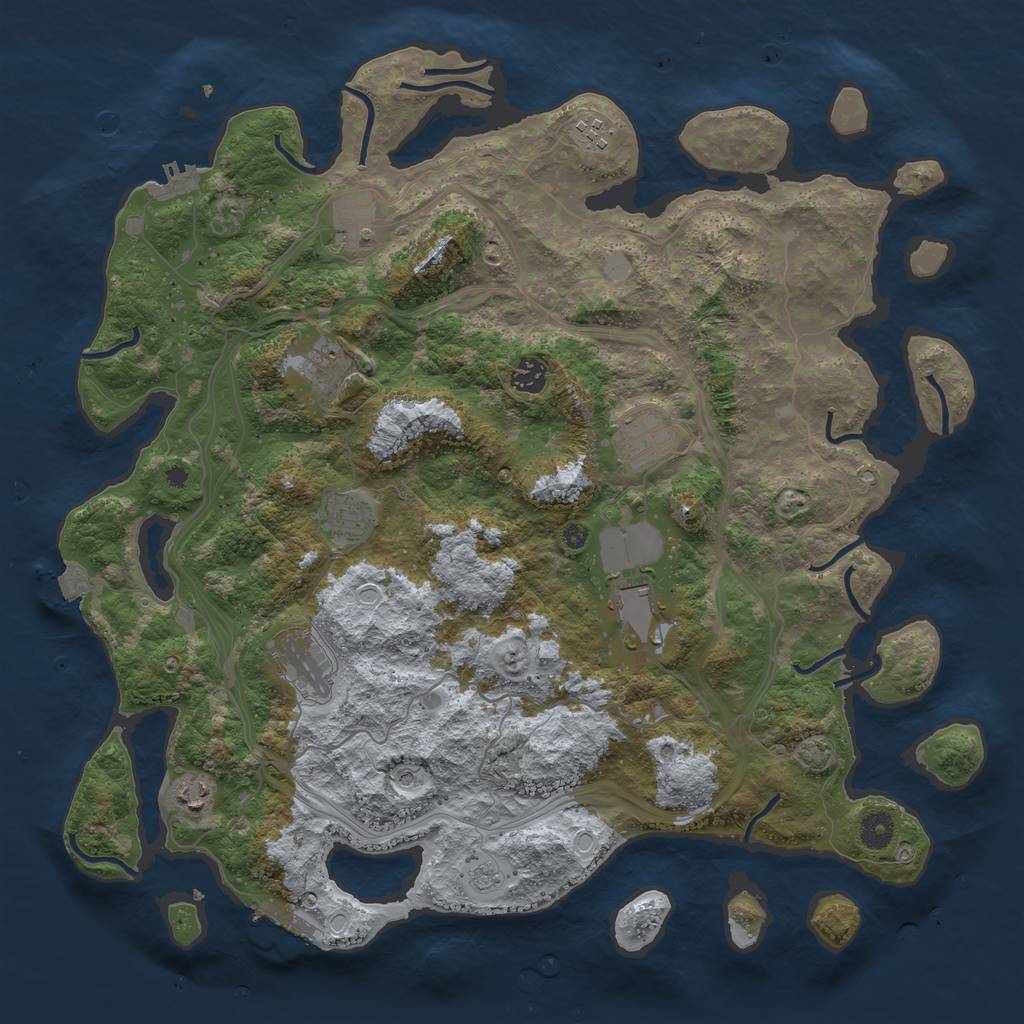 Rust Map: Procedural Map, Size: 4250, Seed: 871635941, 17 Monuments