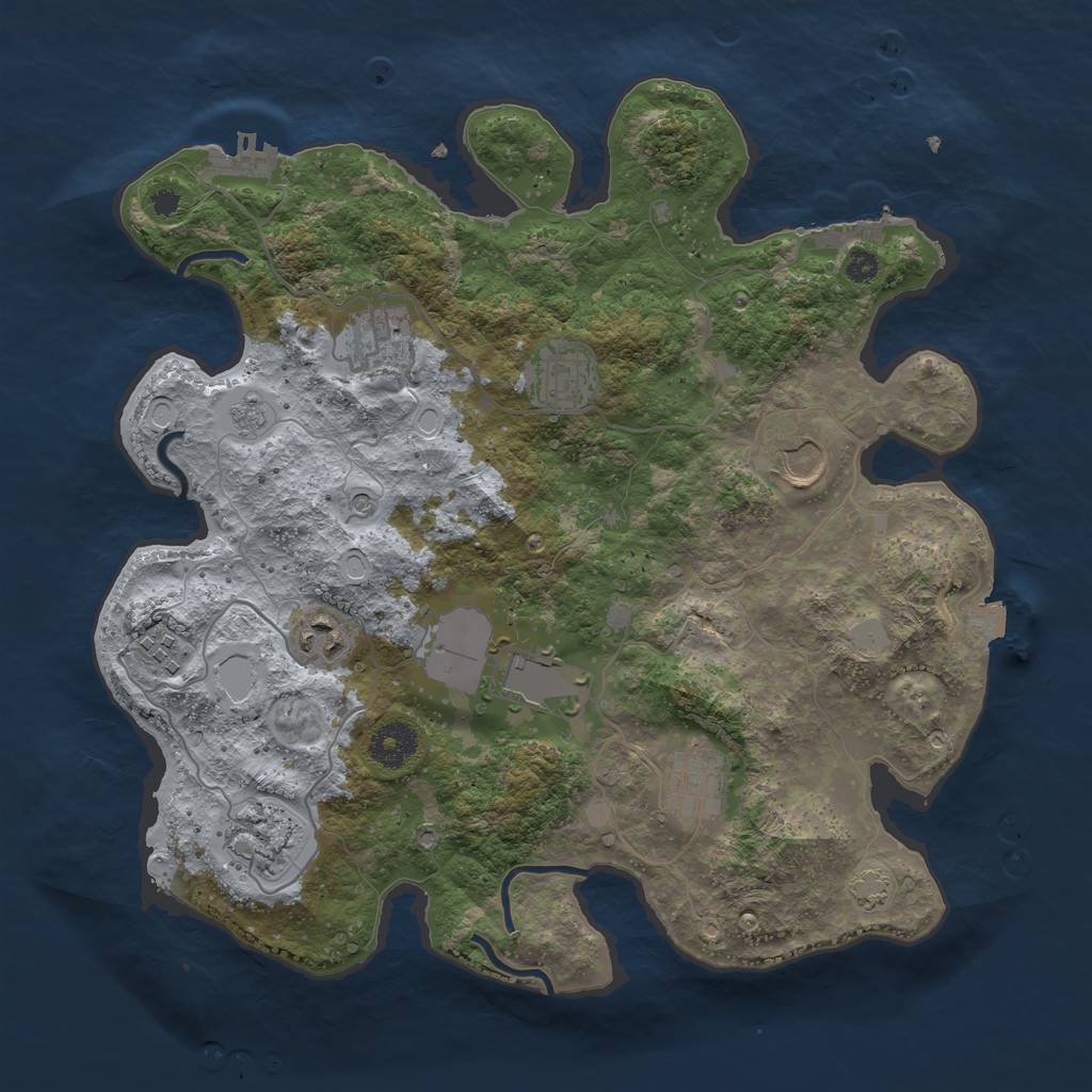 Rust Map: Procedural Map, Size: 3500, Seed: 22416581, 16 Monuments