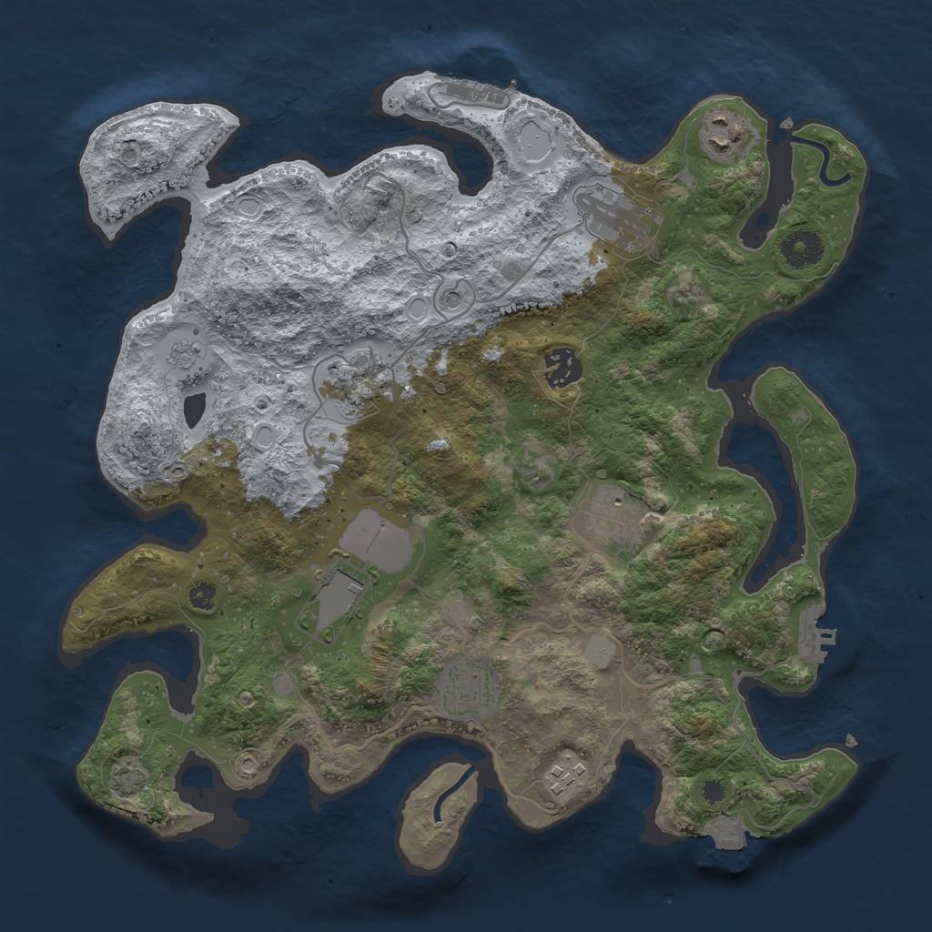 Rust Map: Procedural Map, Size: 3500, Seed: 301084904, 16 Monuments