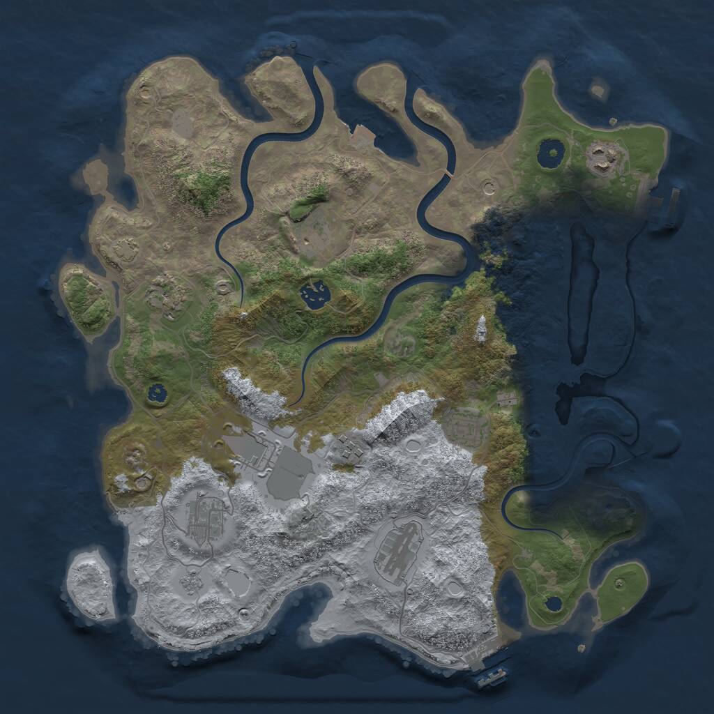 Rust Map: Procedural Map, Size: 3750, Seed: 456870, 15 Monuments