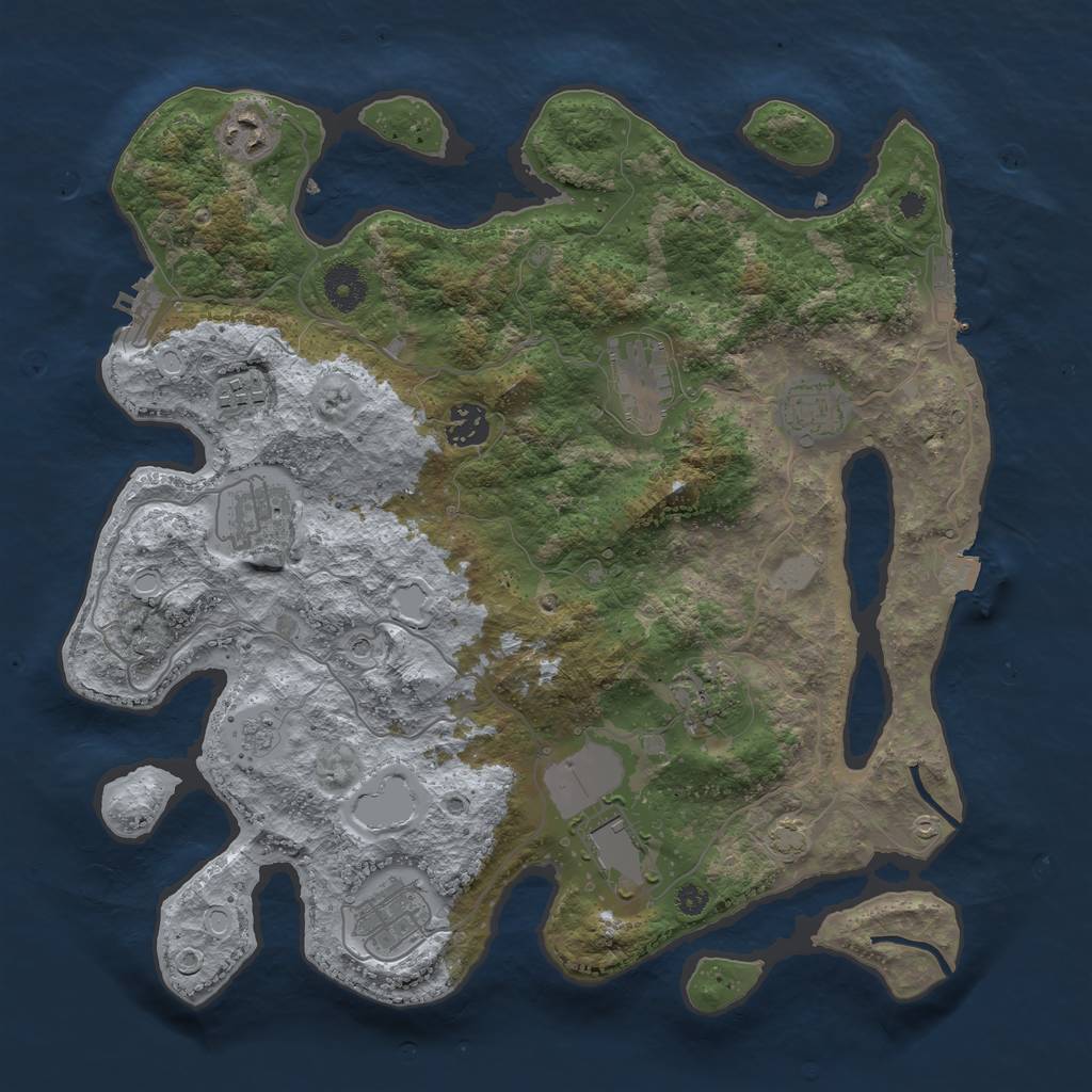 Rust Map: Procedural Map, Size: 3650, Seed: 96282965, 17 Monuments