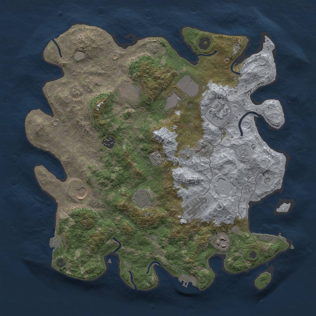 Rust Map: Procedural Map, Size: 3800, Seed: 8301854, 17 Monuments