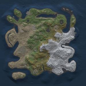 Thumbnail Rust Map: Procedural Map, Size: 3000, Seed: 18975, 11 Monuments