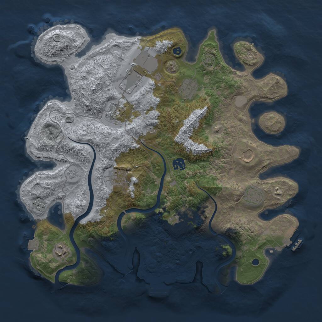 Rust Map: Procedural Map, Size: 3750, Seed: 340636366, 16 Monuments