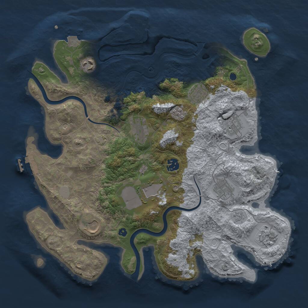 Rust Map: Procedural Map, Size: 3600, Seed: 74104331, 16 Monuments