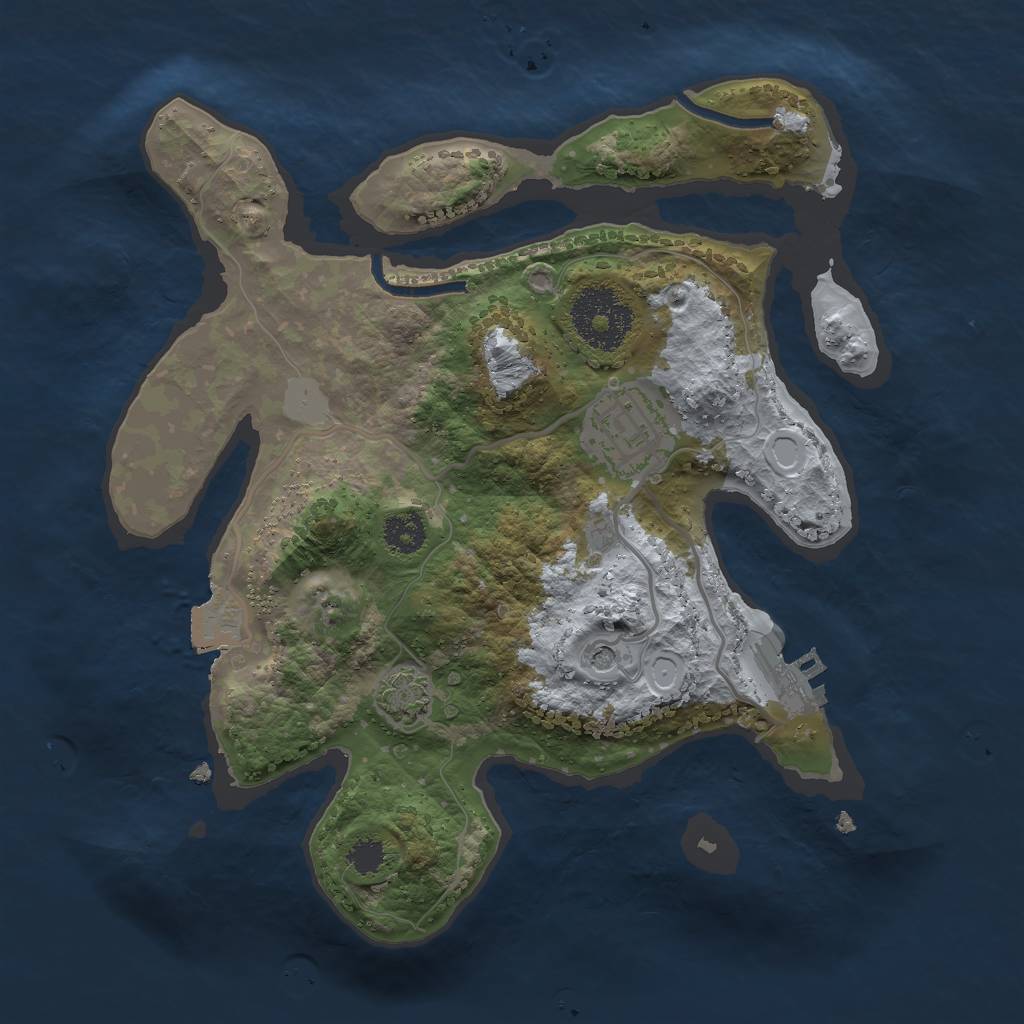 Rust Map: Procedural Map, Size: 2500, Seed: 26102023, 7 Monuments