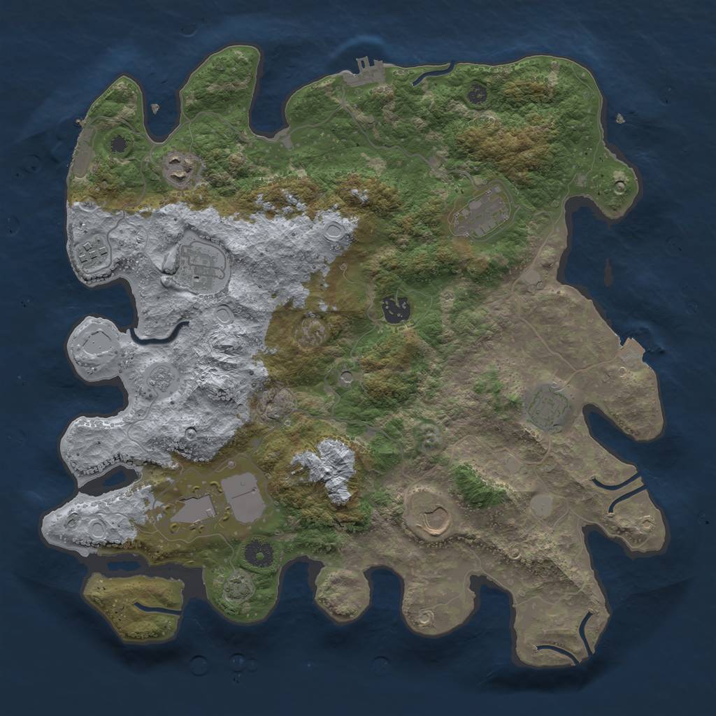 Rust Map: Procedural Map, Size: 3750, Seed: 808644457, 16 Monuments