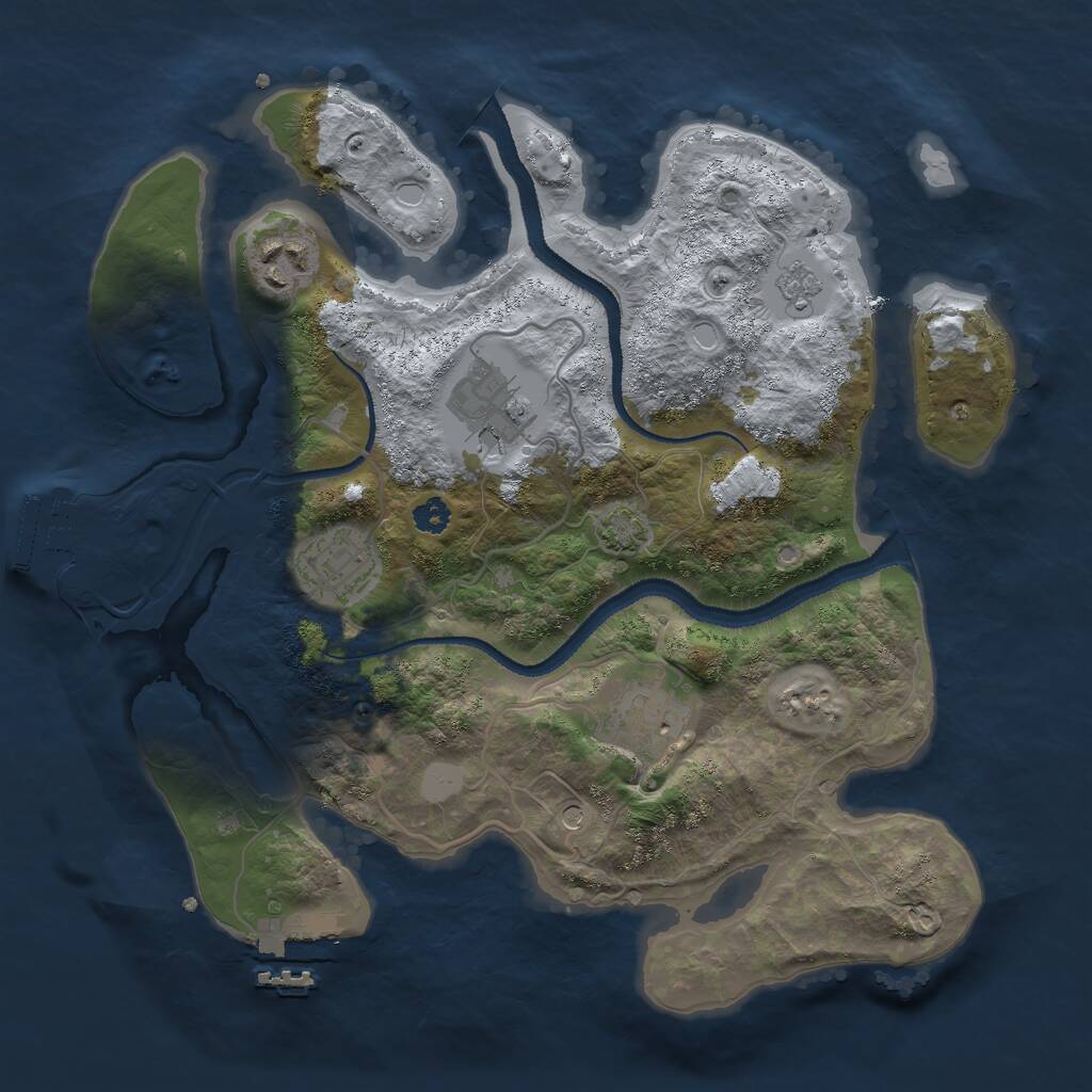 Rust Map: Procedural Map, Size: 3000, Seed: 12565412, 10 Monuments