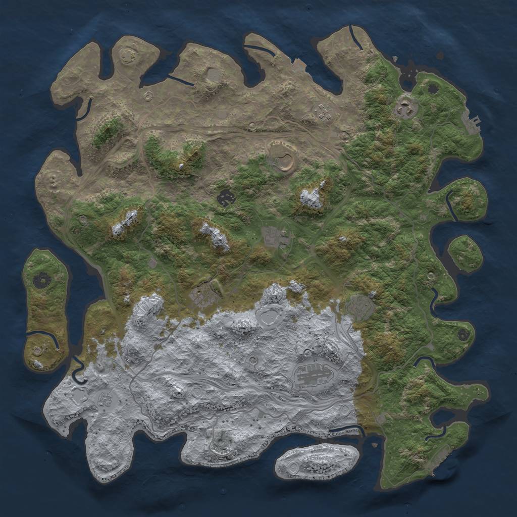 Rust Map: Procedural Map, Size: 4500, Seed: 106189916, 16 Monuments
