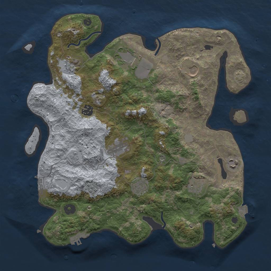 Rust Map: Procedural Map, Size: 3600, Seed: 4419966, 17 Monuments