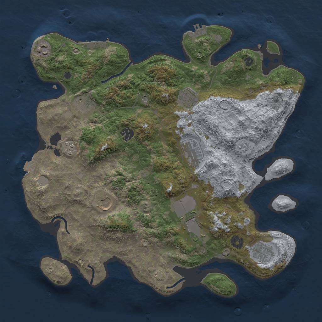 Rust Map: Procedural Map, Size: 3700, Seed: 28823260, 17 Monuments