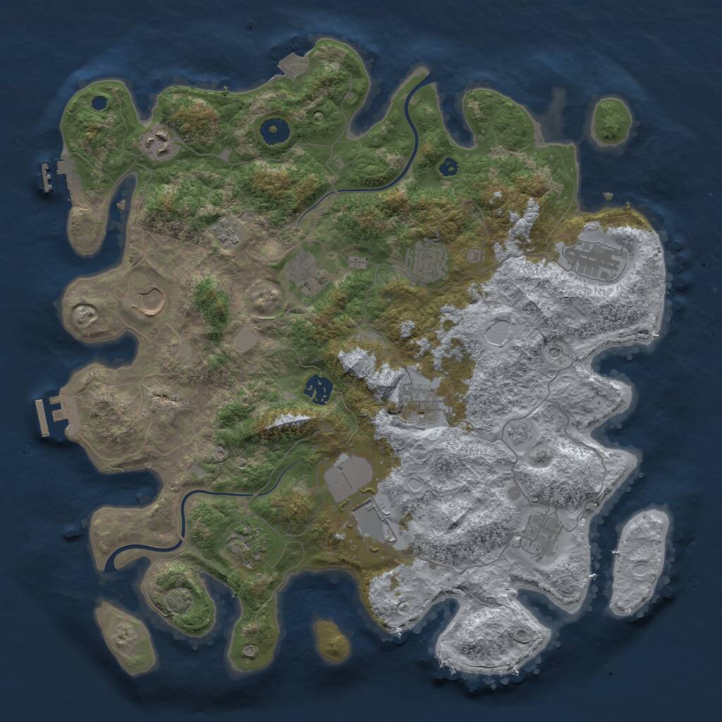 Rust Map: Procedural Map, Size: 3900, Seed: 67740558, 17 Monuments