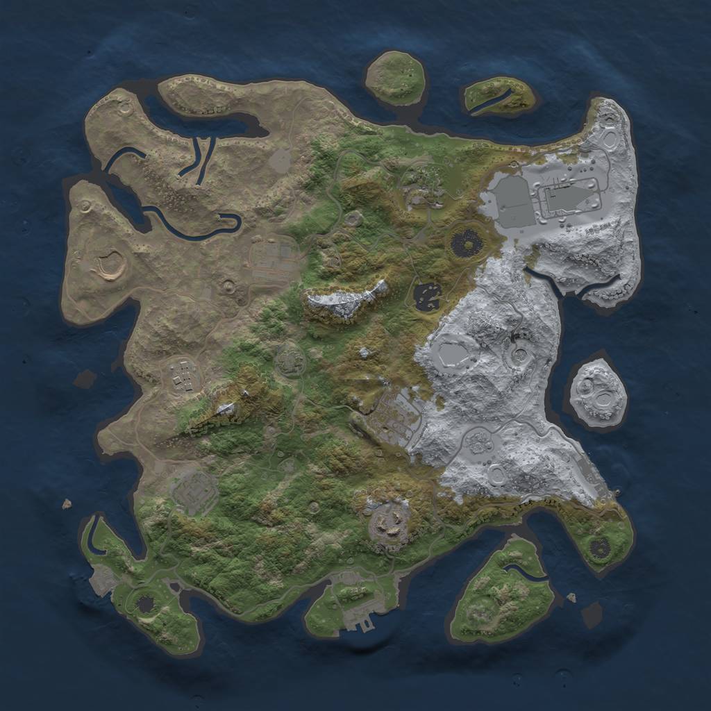 Rust Map: Procedural Map, Size: 3600, Seed: 40603920, 17 Monuments