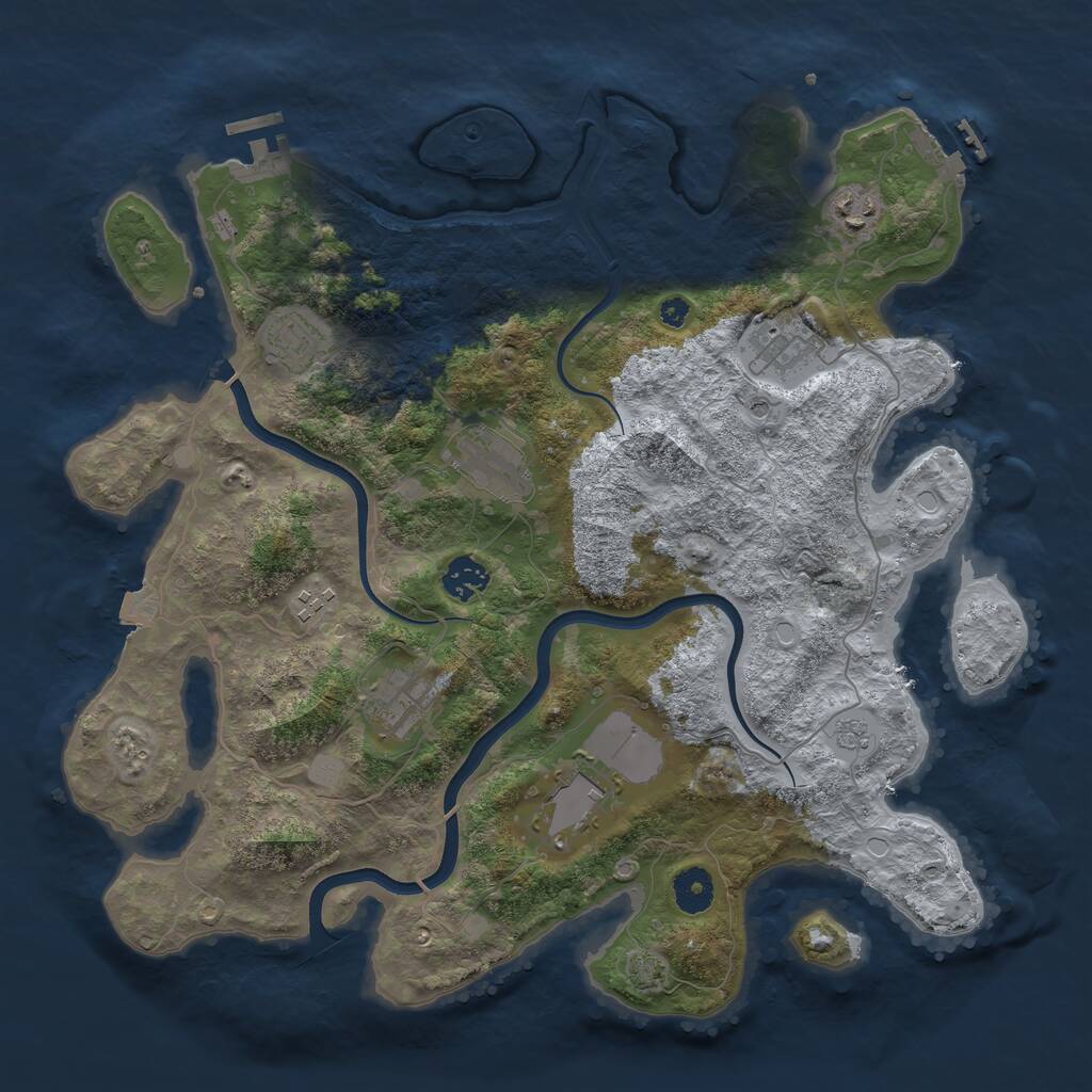 Rust Map: Procedural Map, Size: 3800, Seed: 56070296, 14 Monuments