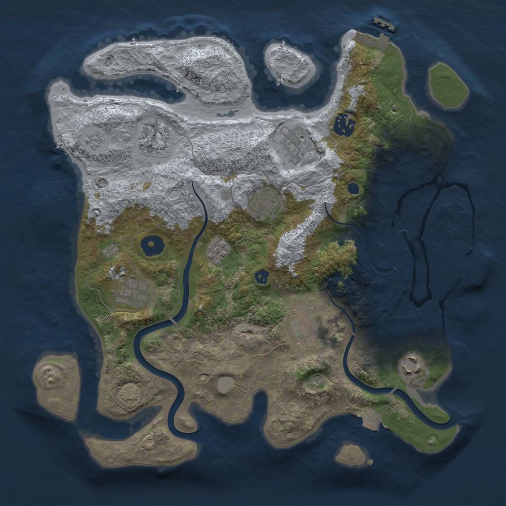 Rust Map: Procedural Map, Size: 3450, Seed: 35845143, 14 Monuments