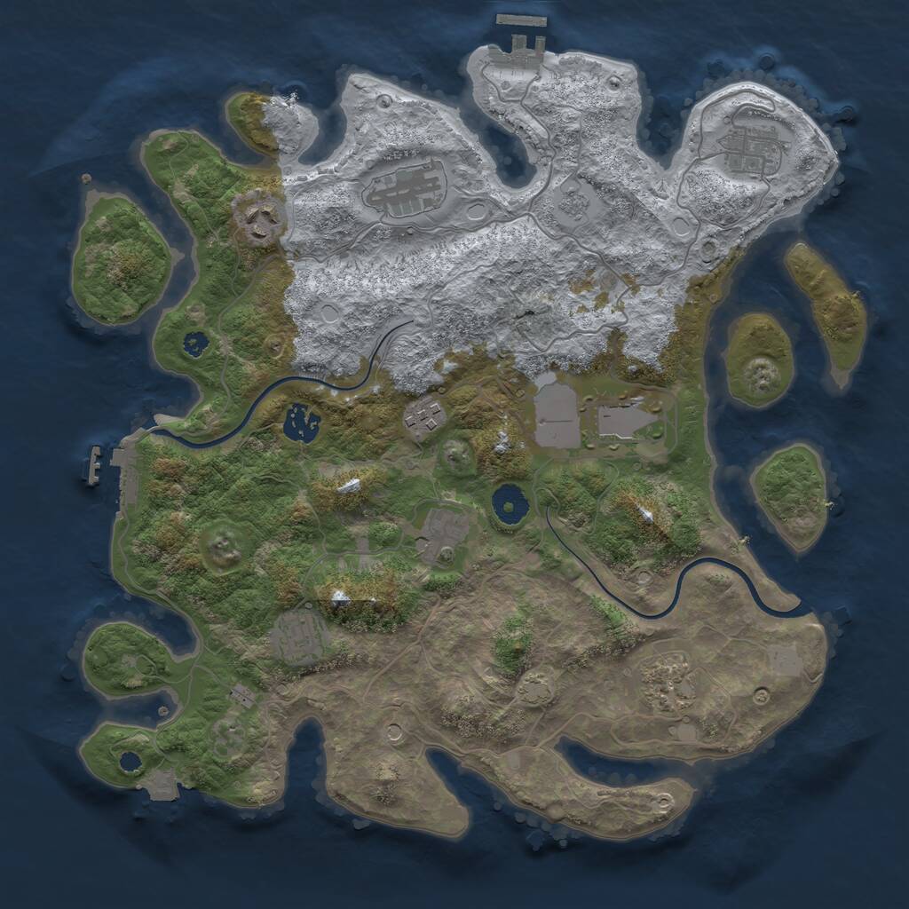 Rust Map: Procedural Map, Size: 3650, Seed: 83434181, 15 Monuments
