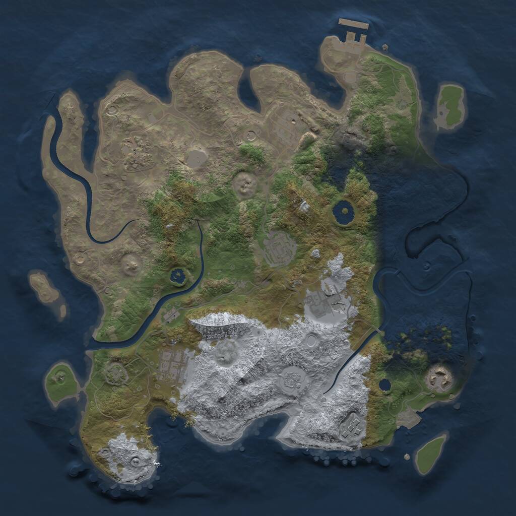 Rust Map: Procedural Map, Size: 3450, Seed: 97919052, 12 Monuments