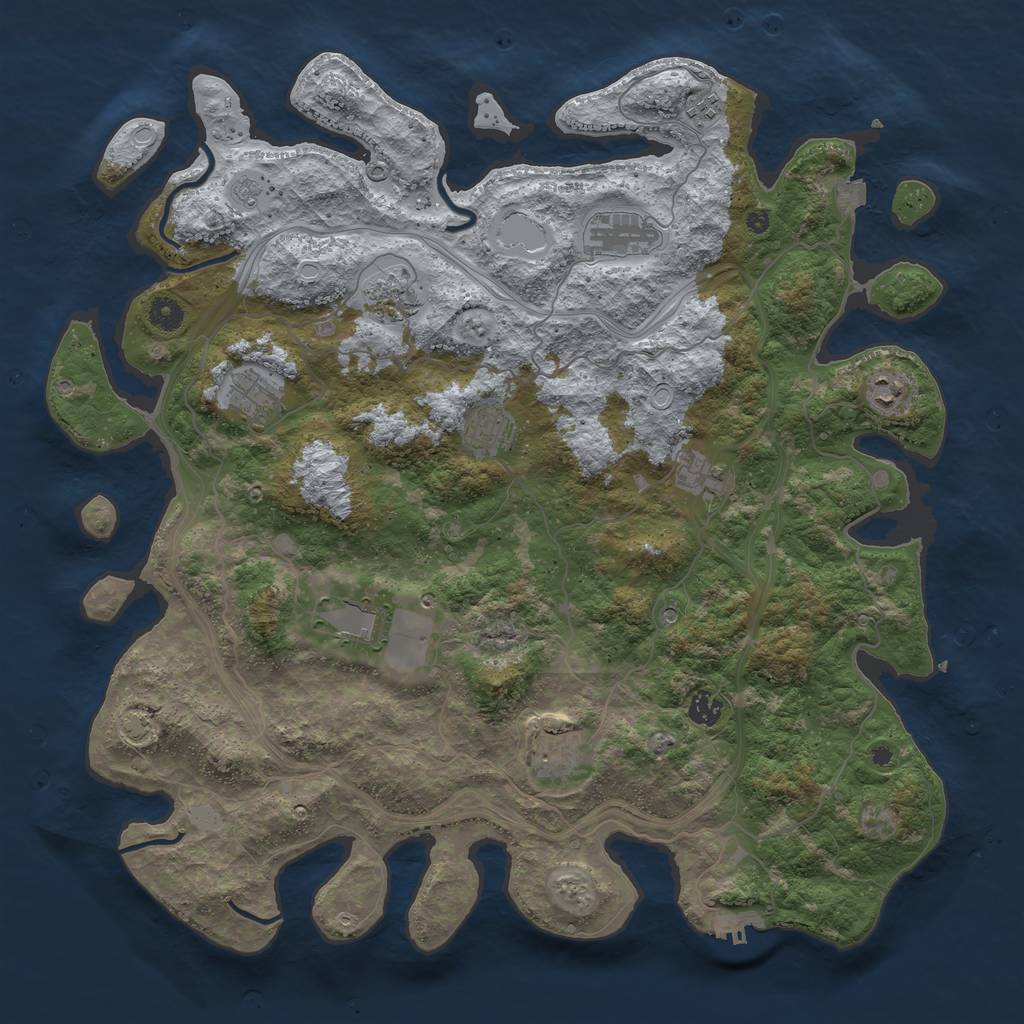 Rust Map: Procedural Map, Size: 4500, Seed: 1344692727, 17 Monuments