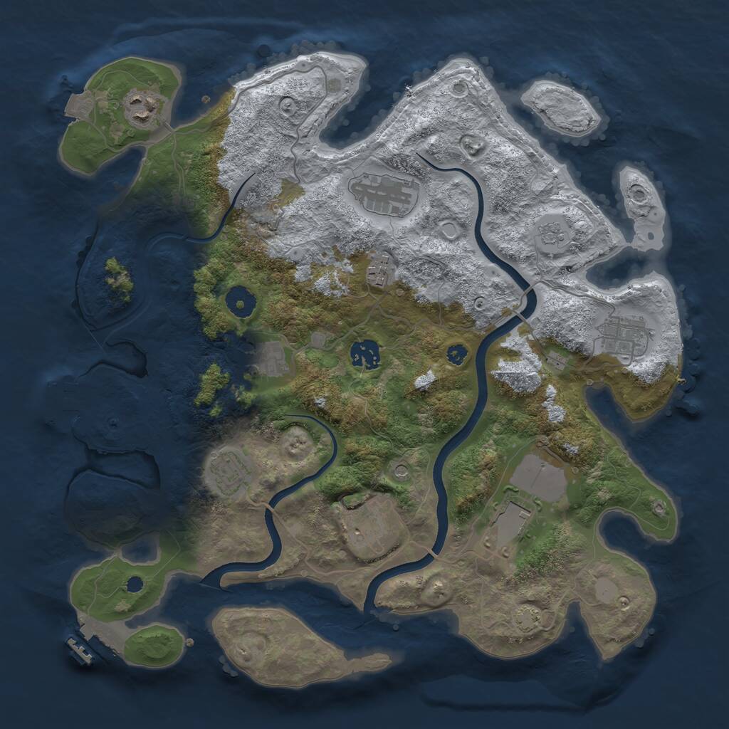 Rust Map: Procedural Map, Size: 3600, Seed: 121525655, 15 Monuments