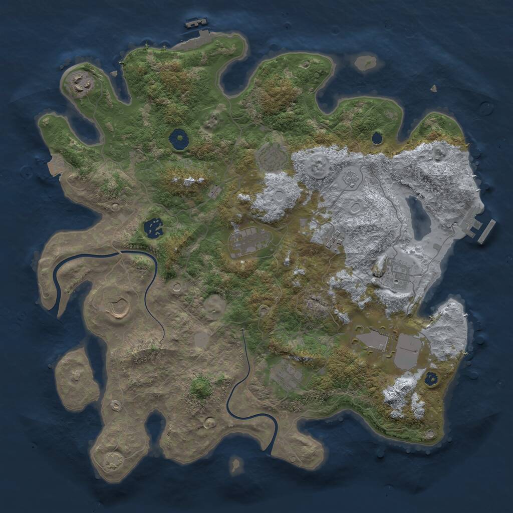 Rust Map: Procedural Map, Size: 3850, Seed: 32730639, 15 Monuments