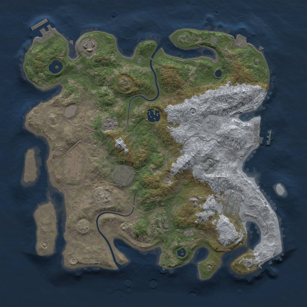 Rust Map: Procedural Map, Size: 3450, Seed: 51420840, 13 Monuments