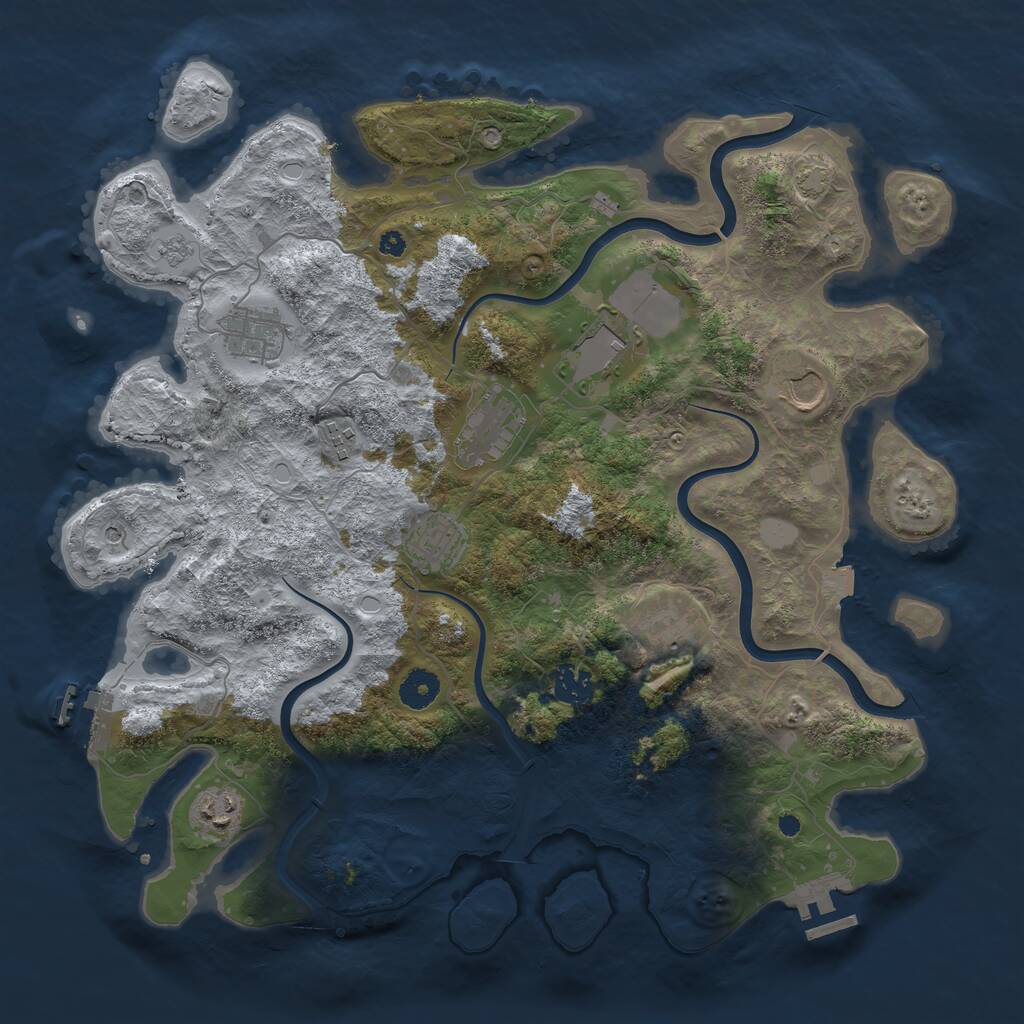 Rust Map: Procedural Map, Size: 3900, Seed: 24459091, 15 Monuments