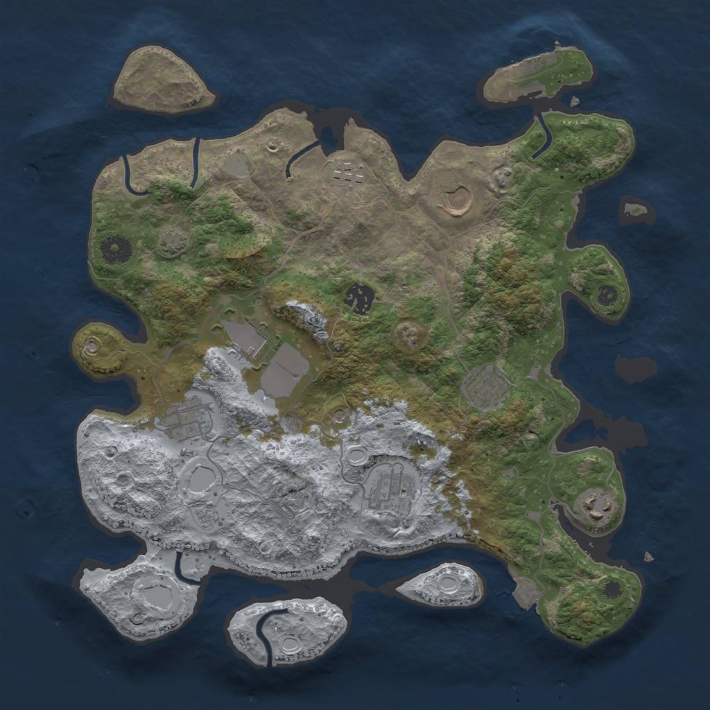 Rust Map: Procedural Map, Size: 3550, Seed: 36797526, 15 Monuments