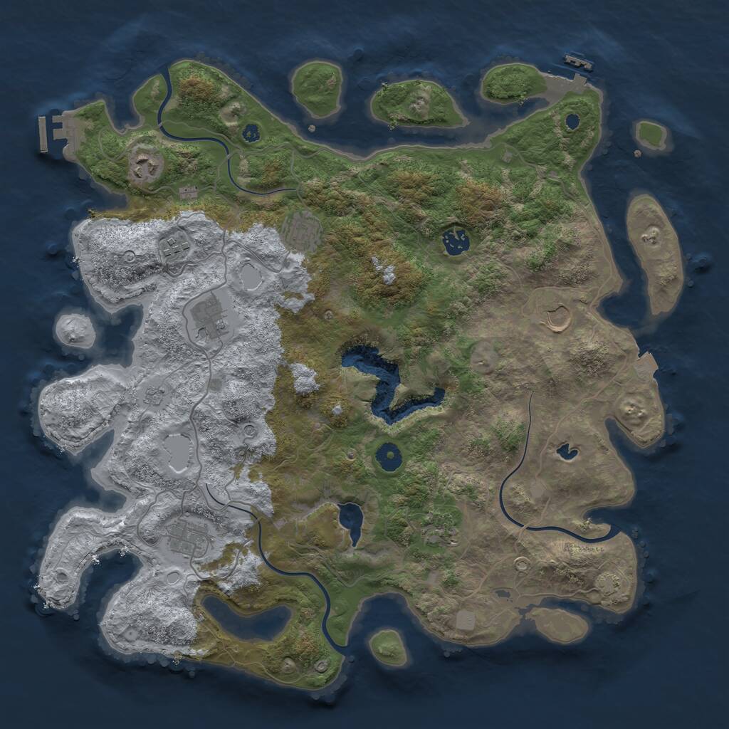 Rust Map: Procedural Map, Size: 4100, Seed: 4985672, 14 Monuments