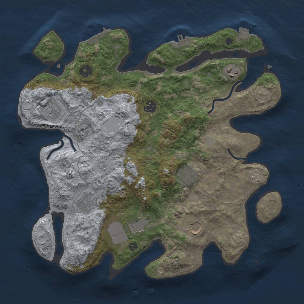 Rust Map: Procedural Map, Size: 3600, Seed: 51360717, 16 Monuments