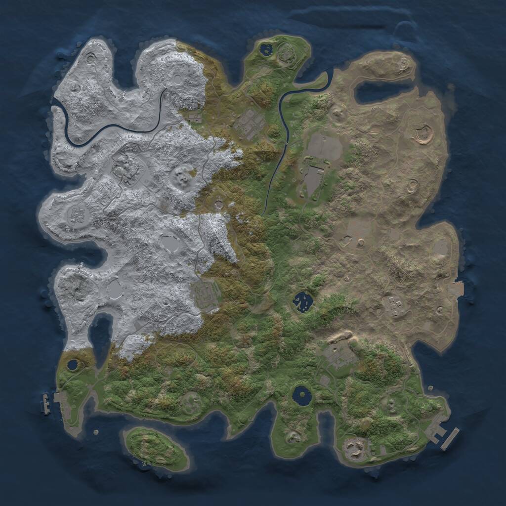 Rust Map: Procedural Map, Size: 3950, Seed: 11397736, 16 Monuments