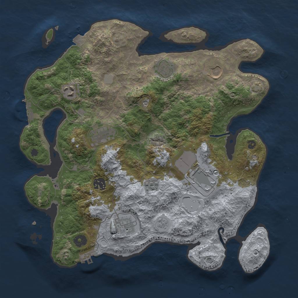 Rust Map: Procedural Map, Size: 3500, Seed: 1235143562, 16 Monuments