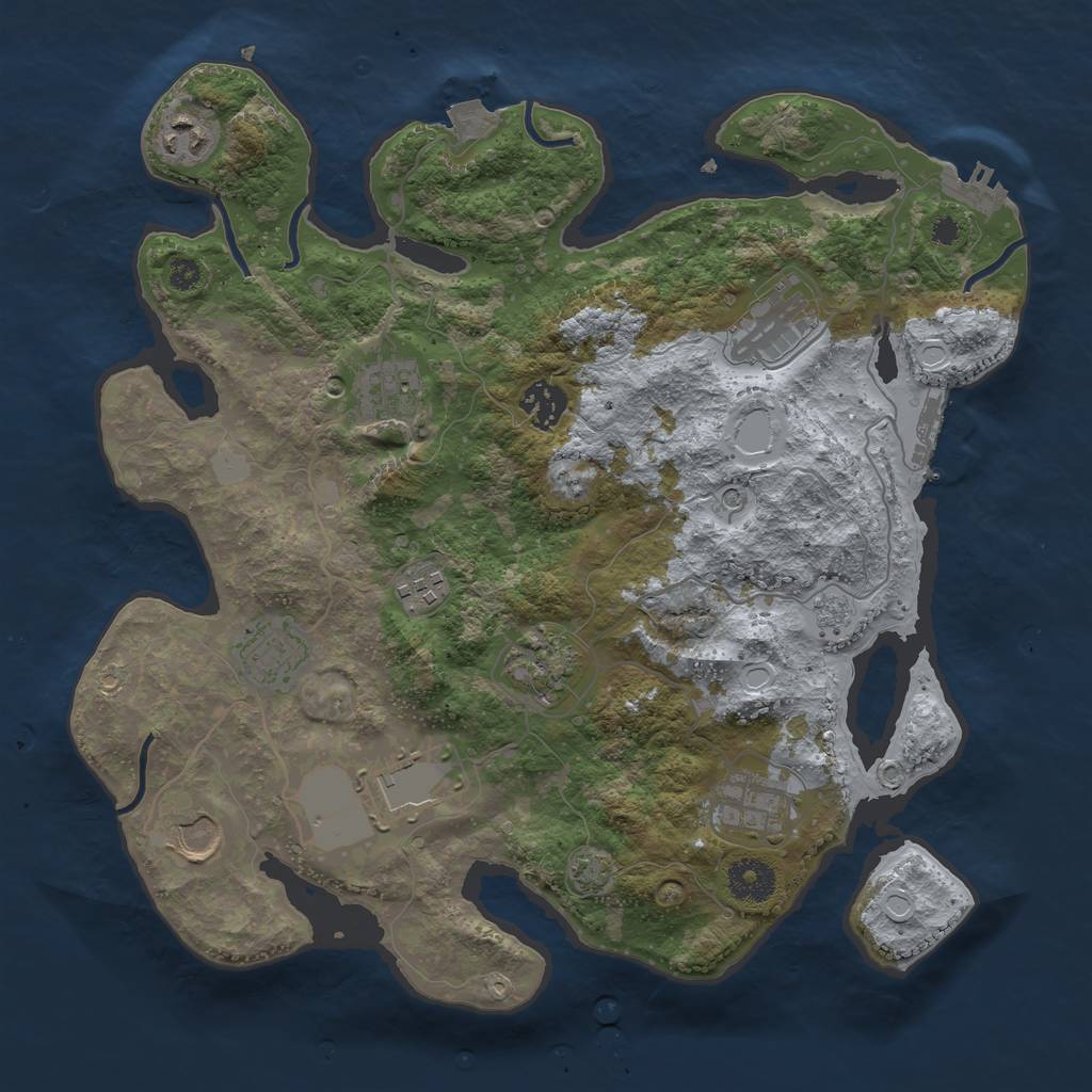 Rust Map: Procedural Map, Size: 3500, Seed: 1806943085, 18 Monuments