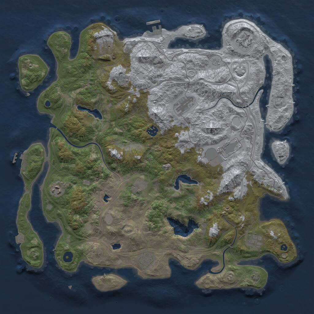 Rust Map: Procedural Map, Size: 4500, Seed: 725408391, 16 Monuments