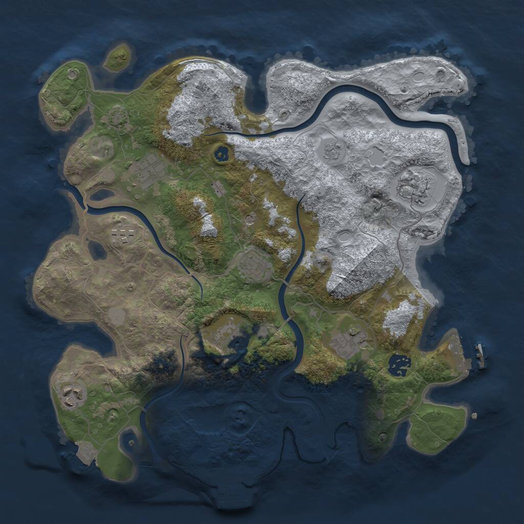 Rust Map: Procedural Map, Size: 3450, Seed: 114128044, 14 Monuments