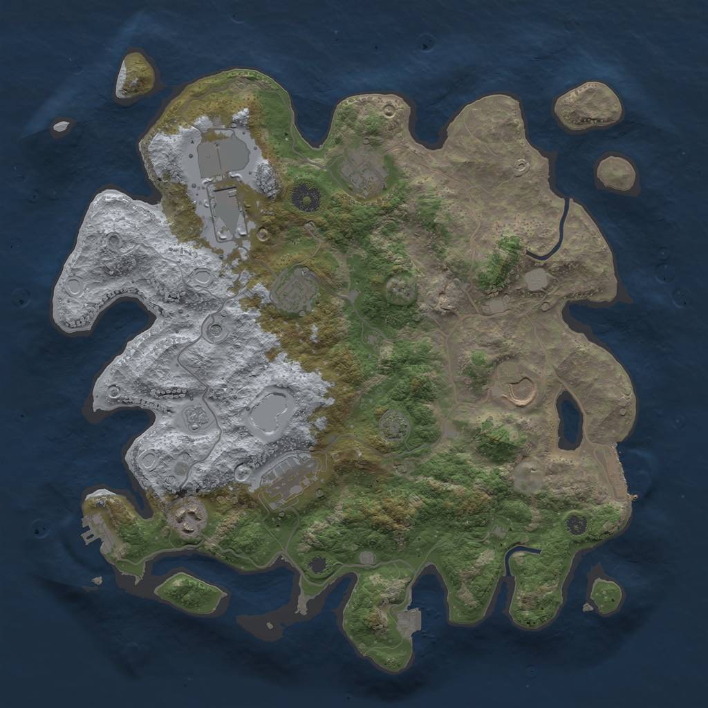 Rust Map: Procedural Map, Size: 3650, Seed: 886606783, 14 Monuments