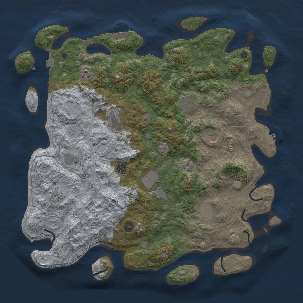 Rust Map: Procedural Map, Size: 4500, Seed: 1310310312, 18 Monuments