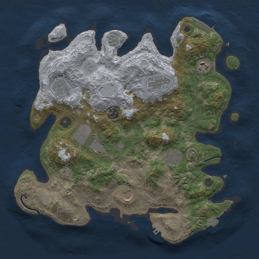 Rust Map: Procedural Map, Size: 3500, Seed: 557102736, 16 Monuments