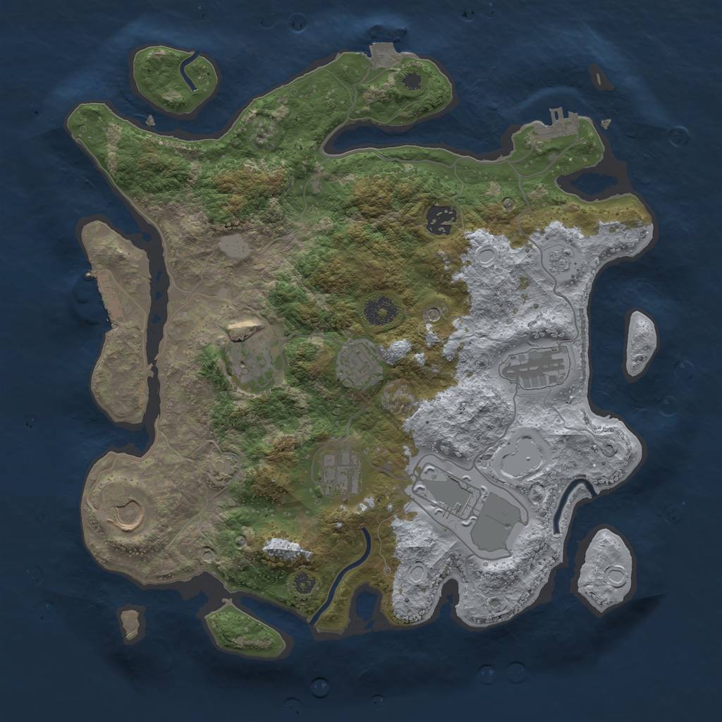Rust Map: Procedural Map, Size: 3500, Seed: 428749675, 15 Monuments