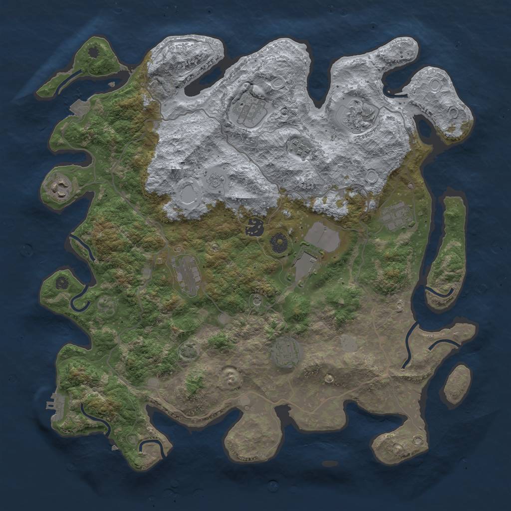 Rust Map: Procedural Map, Size: 4000, Seed: 97387381, 16 Monuments