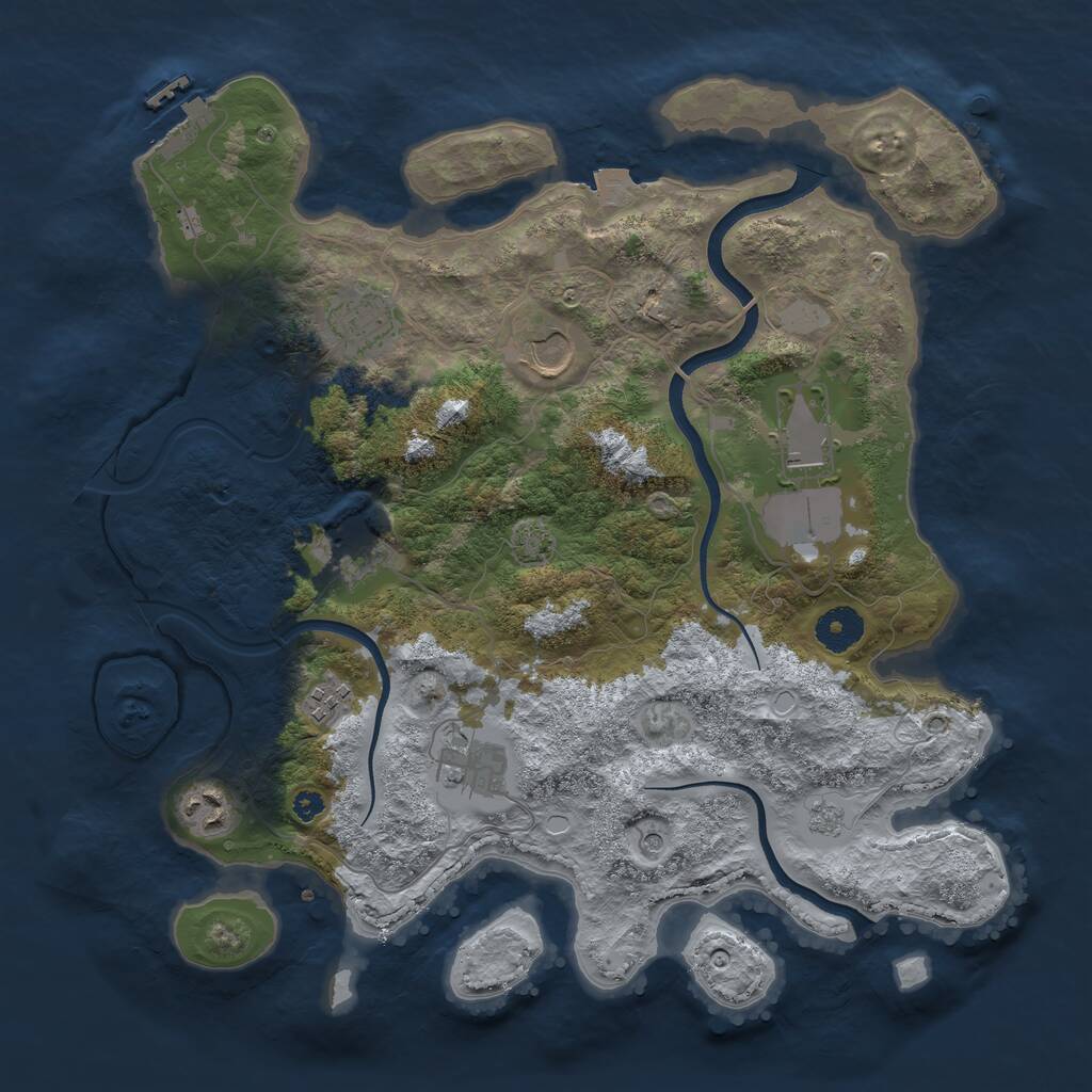 Rust Map: Procedural Map, Size: 3600, Seed: 82638294, 12 Monuments