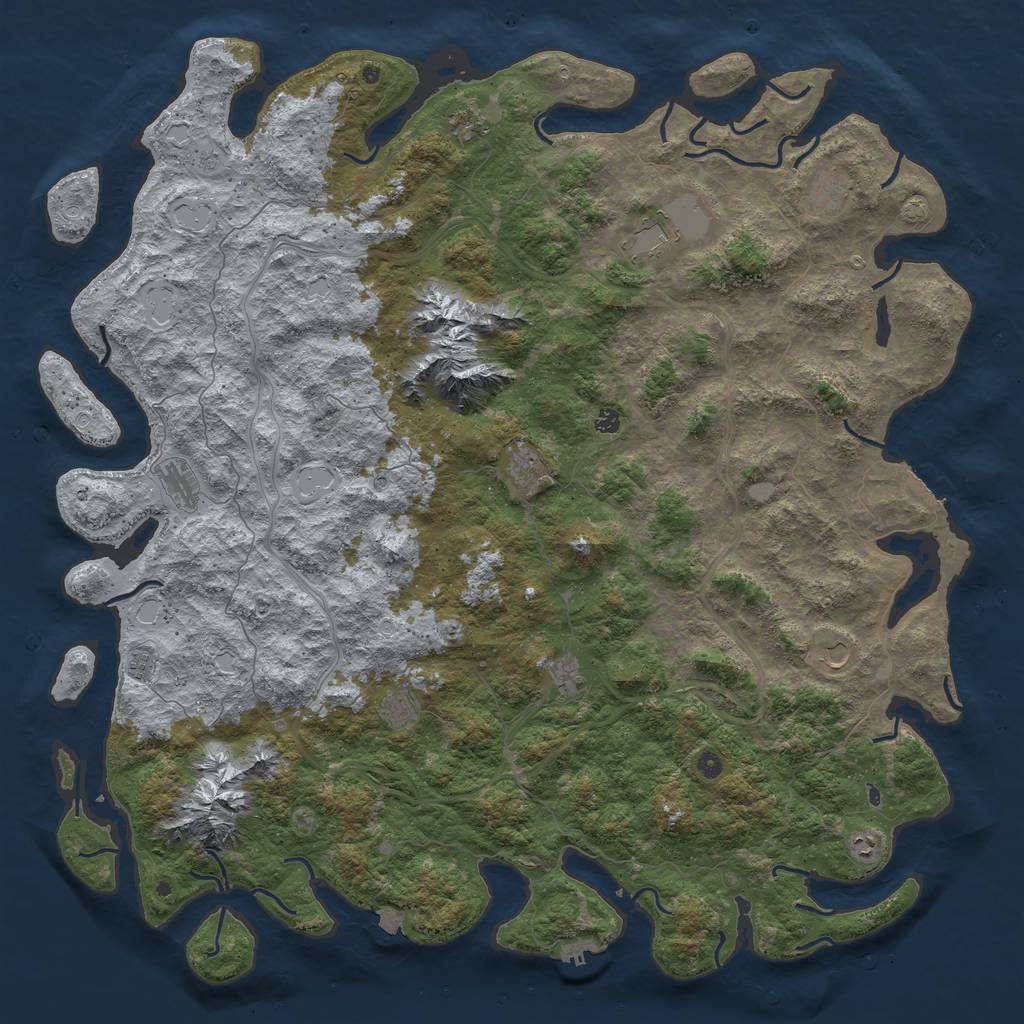 Rust Map: Procedural Map, Size: 6000, Seed: 49562318, 19 Monuments