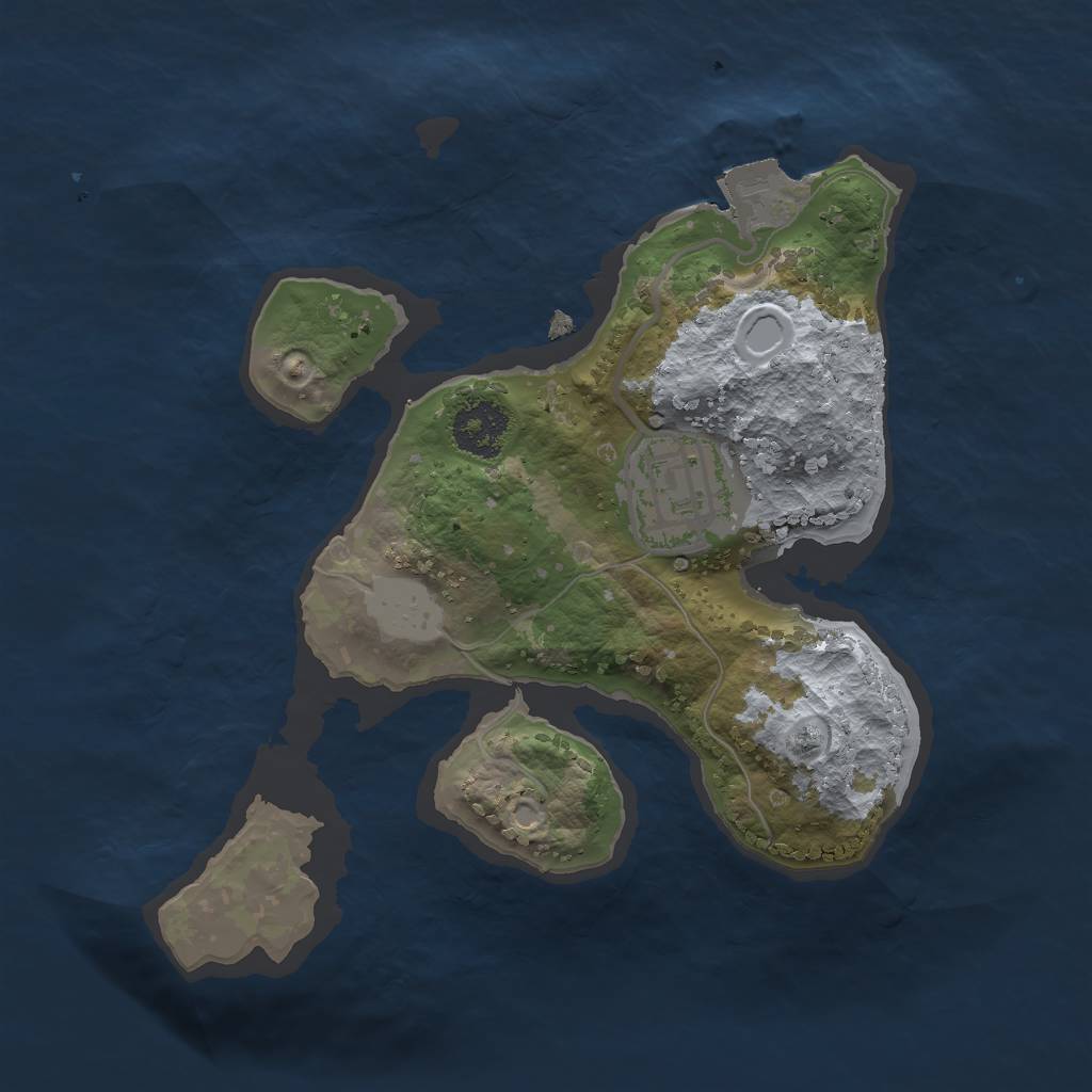 Rust Map: Procedural Map, Size: 2000, Seed: 1034942932, 4 Monuments
